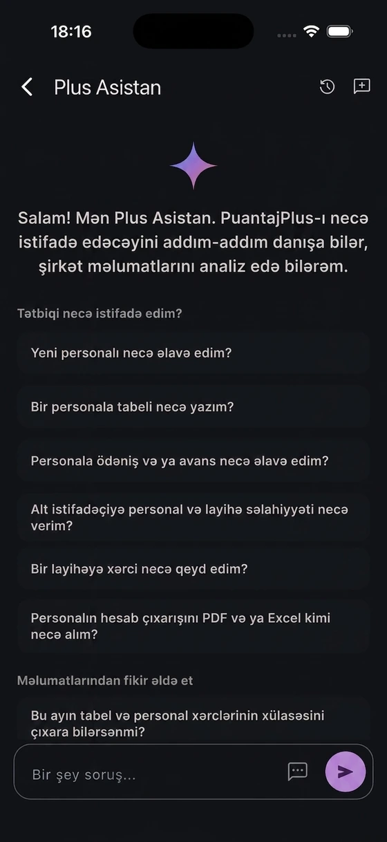 PuantajPlus mobil tətbiqi — Plus Asistan