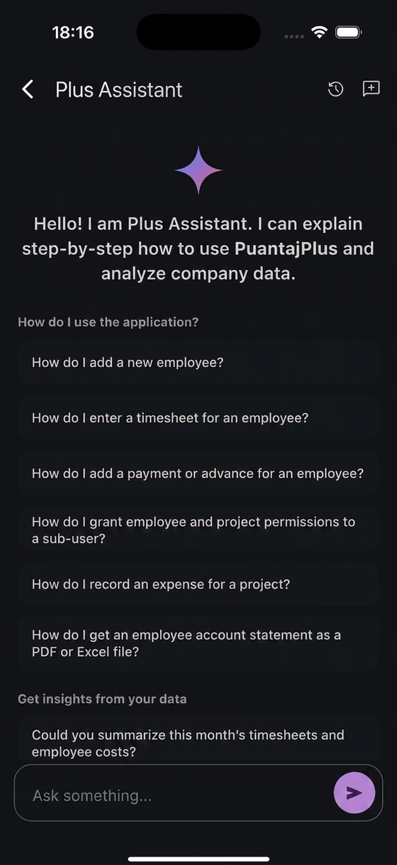 PuantajPlus mobile app — Plus Assistant