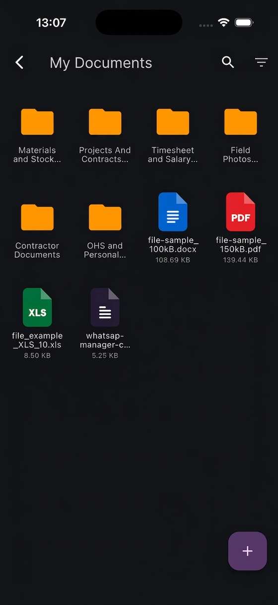 PuantajPlus mobile app — My Documents