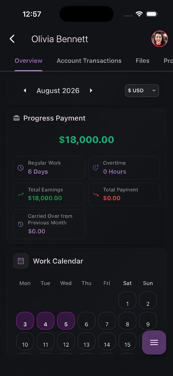 PuantajPlus mobile app — Employee account
