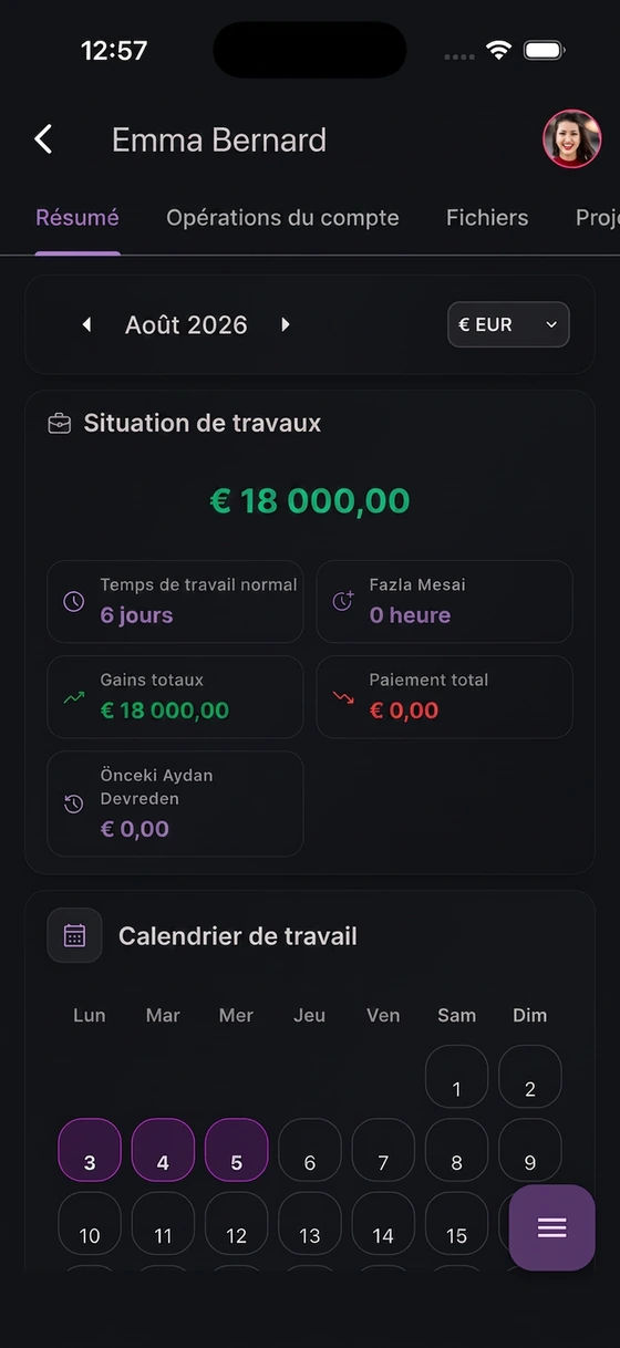 Application mobile PuantajPlus — Compte salarié