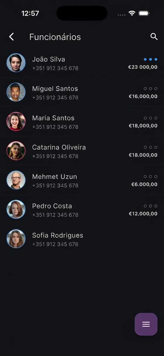 Aplicação móvel PuantajPlus —Funcionários